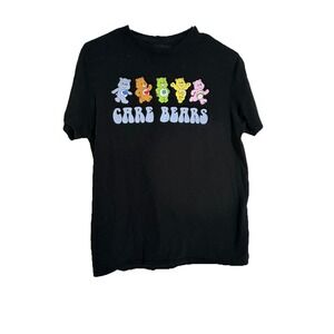 Care Bears Crew neck T-shirt Black Medium 100% Cotton Graphic 90s Y2K Stretch
